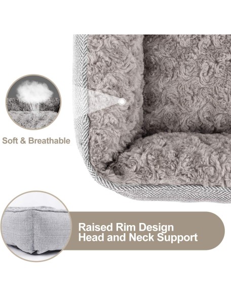 Dog Bed for Large Medium Small Dogs Soft Washable Pet Bed Orthopedic Dog Sofa Bed Breathable Rectangle Sleeping Bed Anti-Slip Bottom(30'', Grey)
