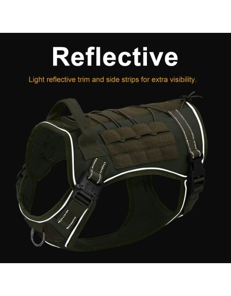 Dog Harness Tactical Dog Harness Vest No Pull Military Training Harness Vest for Medium Large Dogs Pet Hiking Molle Harness Reflective