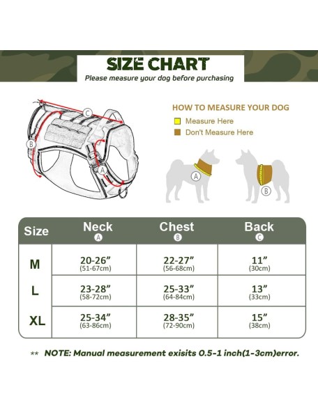 Dog Harness Tactical Dog Harness Vest No Pull Military Training Harness Vest for Medium Large Dogs Pet Hiking Molle Harness Reflective