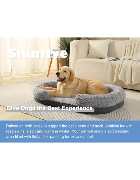 Medium Dog Bed Mat - Sofa-Style C-Shape Design, Super Soft Reversible Memory Foam and Eggshell Foam, Non-Slip Bottom, Waterproof and Easy to Clean