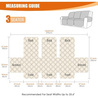 Waterproof Recliner Couch Covers, Sofa Covers 1-Piece Washable Reclining Sofa Cover Non-Slip Furniture Protector with Elastic Straps Pocket for Dogs, Pets(Dark Gray,3 Seater)