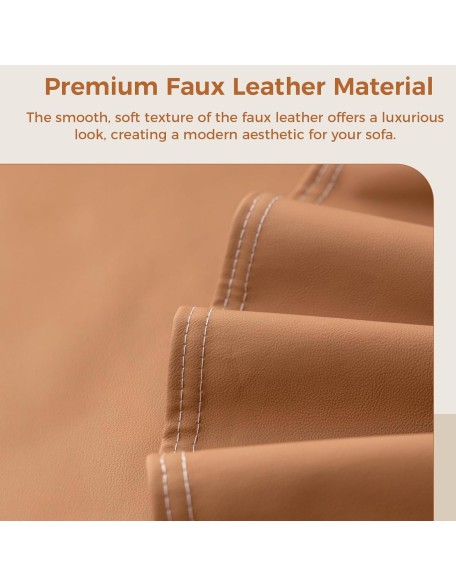 Waterproof Couch Cover for Dogs Washable Faux Leather Sectional Sofa Slipcover Furniture Protector Bed Cover for Pets Living Room Decor, Brown 79" x 134"